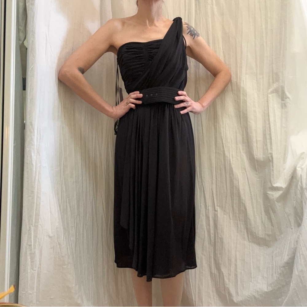 Victor Costa Black One-Shoulder Dress‎ - Picture 4 of 14